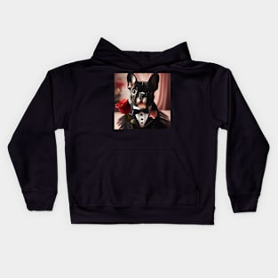 French bulldog dressed in tuxedo with red rose Kids Hoodie